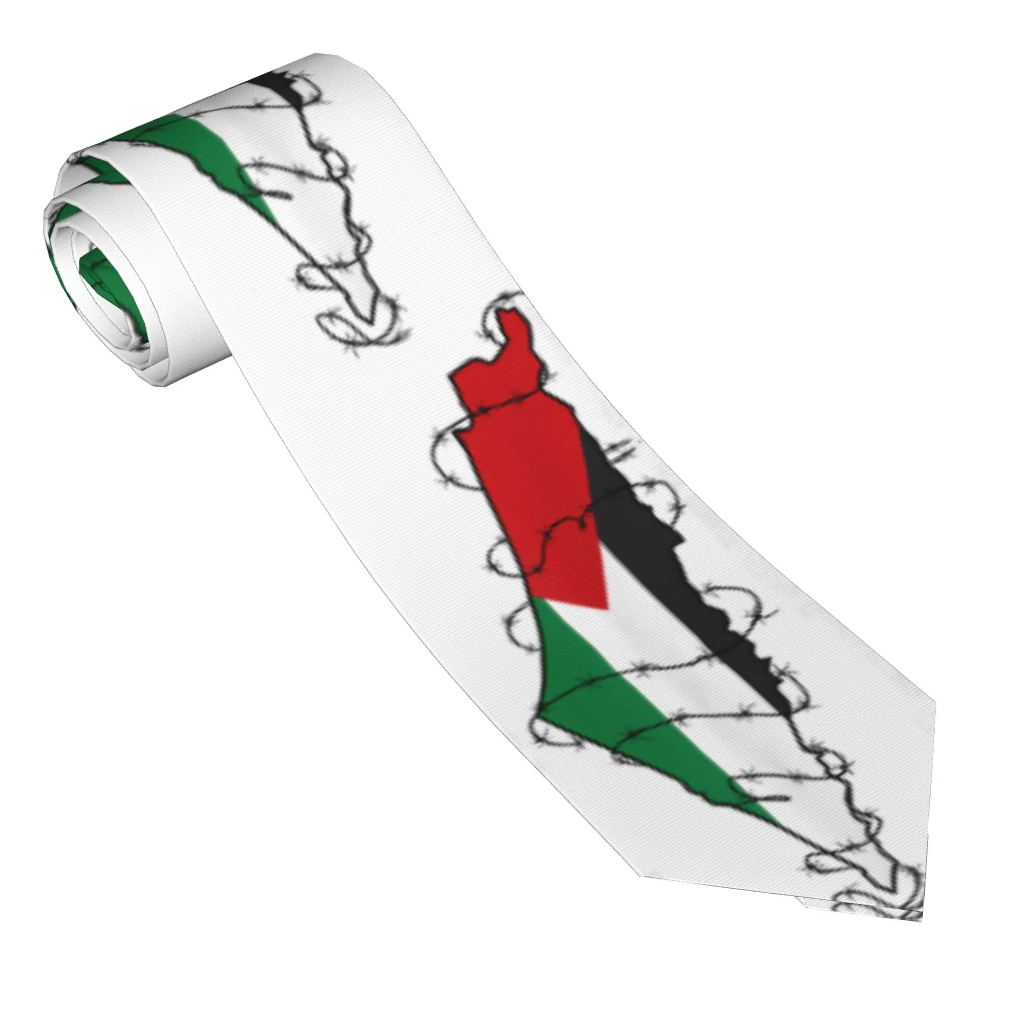 Mens Tie Kufiya Palestine Keffiyeh Flag Palestinian Map Neck Ties  Novelty Casual Collar Tie Design Necktie Accessories