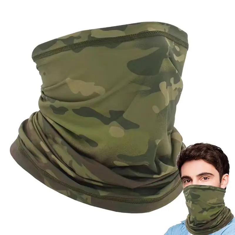 Breathable Neck Gaiter UV Protection Face Neck Gaiter Multifunctional Sun & Wind-proof Comfortable Camouflage Print Breathable