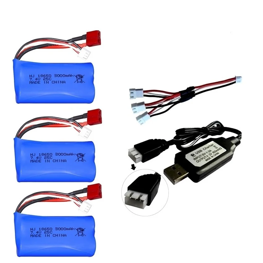7.4V 3000mAh 18650 Li-ion Batterij voor Wltoys 10428 12428 12423 RC Auto Onderdelen 2S 7.4V Batterij Voor Wltoys 144001 124017 124019