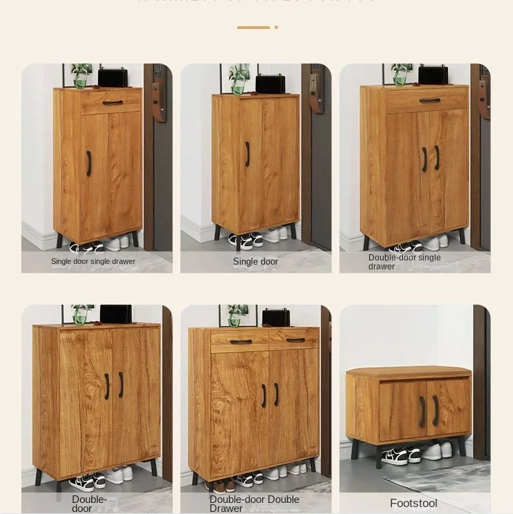 XK Shoe Cabinet Home Door outside Mouth Wood Grain Color Storage Entrance  Narrow Long Large Capacity with Drawer