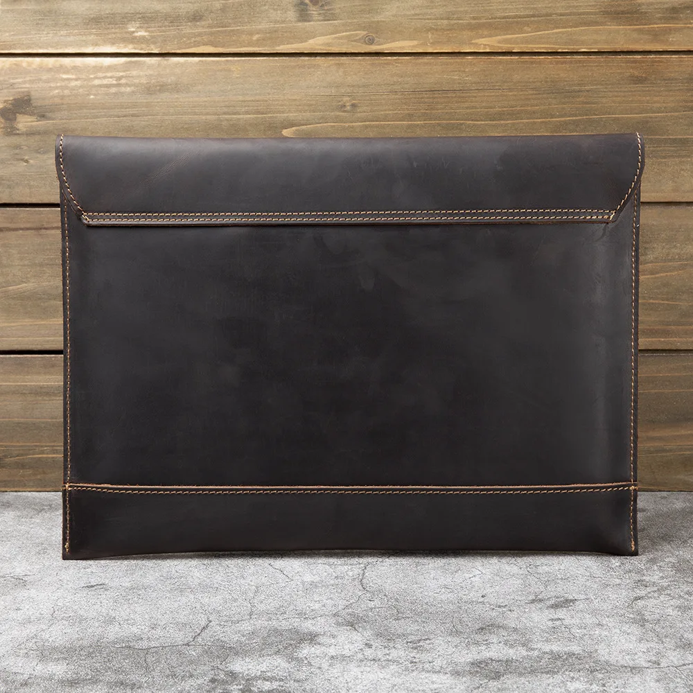 Top-grain cowhide bag, genuine leather file bag, 13-inch computer bag, business men's envelope, hand-held handbag