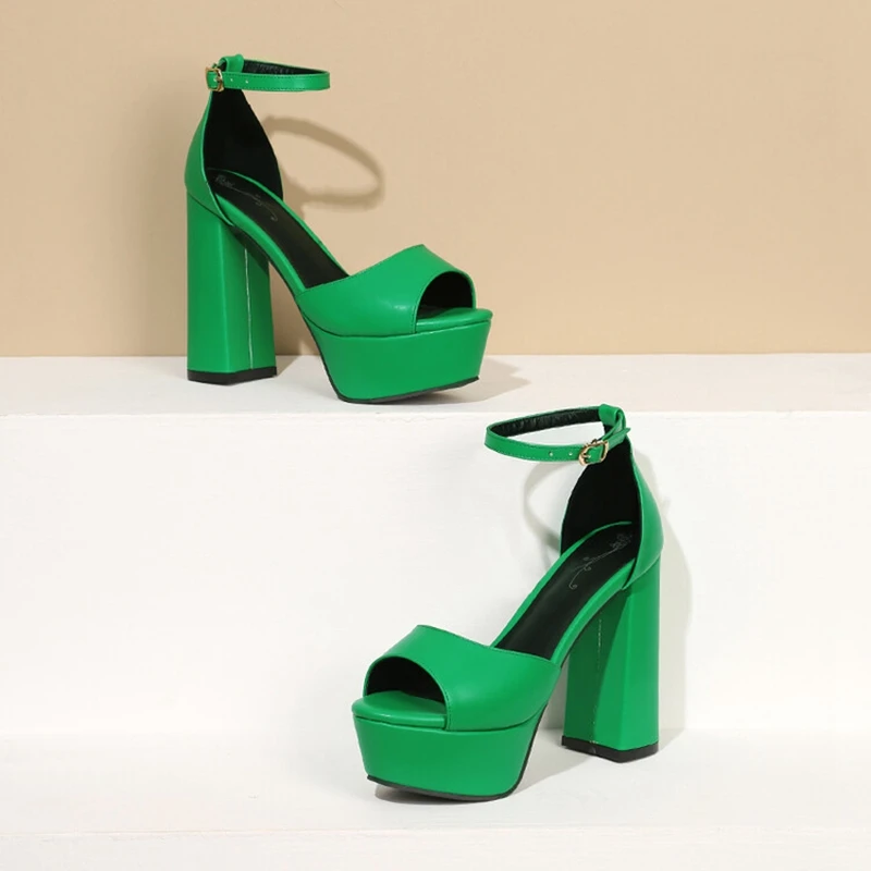 BLXQPYT Zapatos Mujer 2022 Luxury Sandals Women Designers Peep Toe Thick High Heels 12.5 CM Party Wedding Platform Shoes A-3281