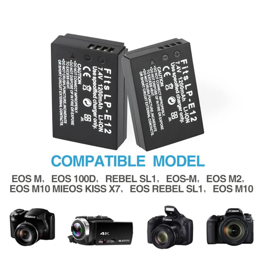 LP-E12 LP E12 شاحن بطارية لكانون EOS M M2 M100 M50 100D المتمردين SL1 LPE12 1200mah بطاريات