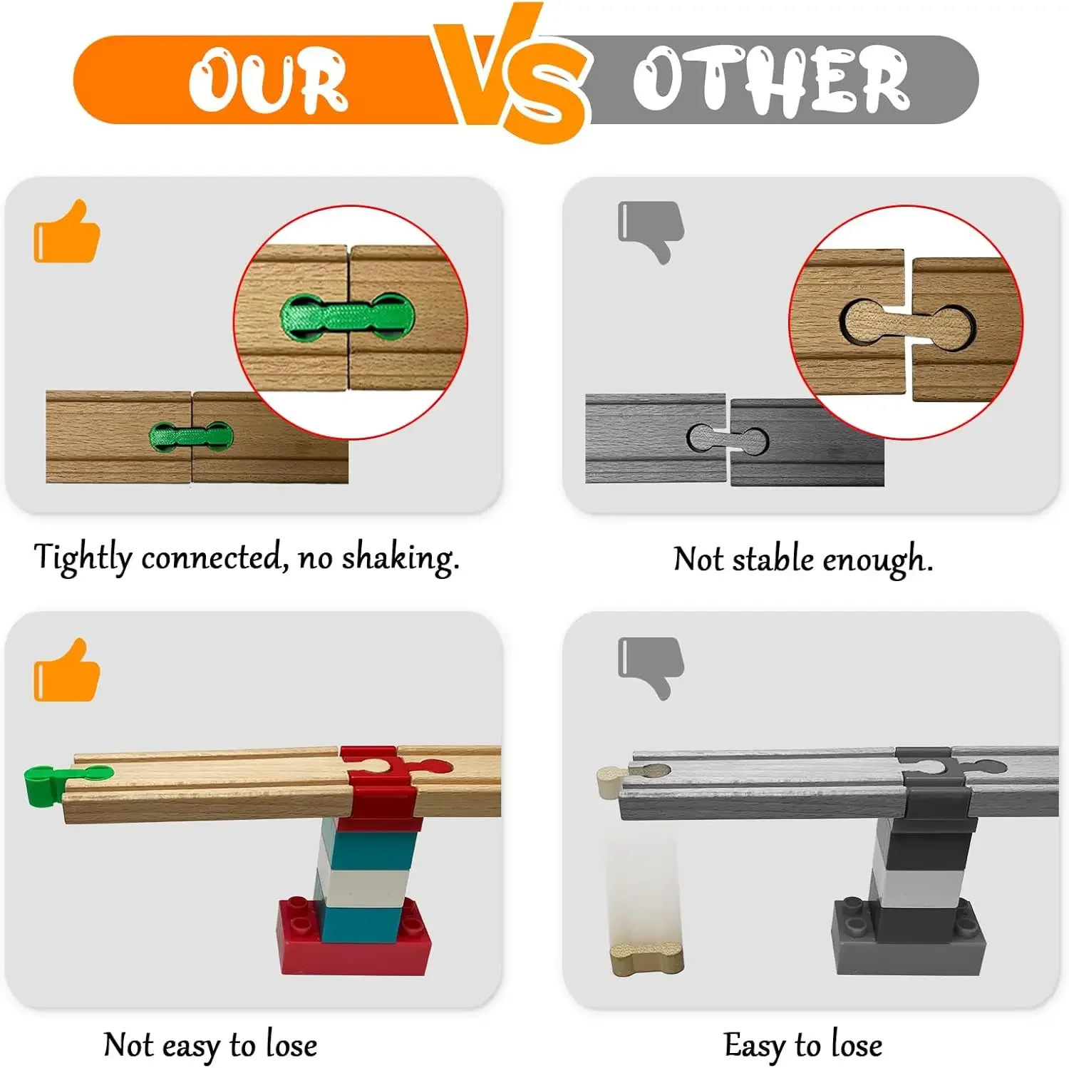 Accesorios para vía de tren de madera, conector de vía de madera de 30 piezas, compatible con todas las principales marcas, vía de tren de madera, Birt de Navidad