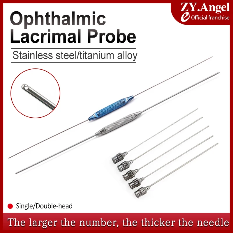 Ophthalmic Lacrimal Duct Probe Flushing Type Double Ended Side Hole Needle With Hole Lacrimal Duct Probing And Unblocking Needle