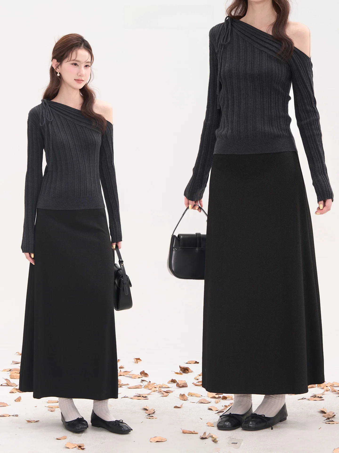 

Slimming Straight Cut Midi Skirt for Women Casual Skin-friendly Breathable Polyester Blend Mid-waist A-line Skirt