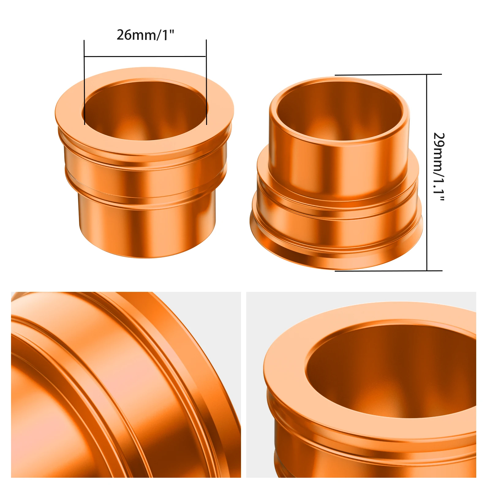 For KTM EXC 300 26MM Front Wheel Spacers Hub Collars EXCF 350 SX 125 SXF 250 SXF 450 530 XCF 2003-2014 690 Enduro R 690 DUKE R