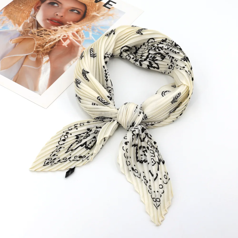 Fashion Crepe Lozenge Silk Scarfs Women Headband Neck Ties Hair Scarf Hijab Female Hairband Design Neckerchief Scarves Foulard