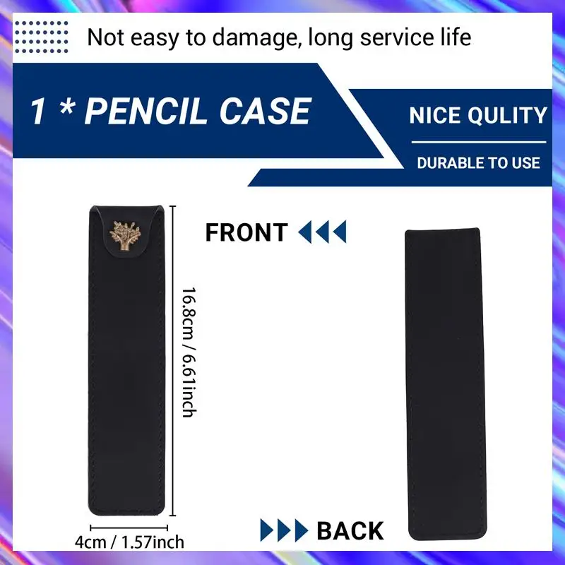 정품 가죽 펜 파우치 홀더 롤러 볼 만년필 용 스냅 버튼이있는 단일 연필 가방 펜 케이스