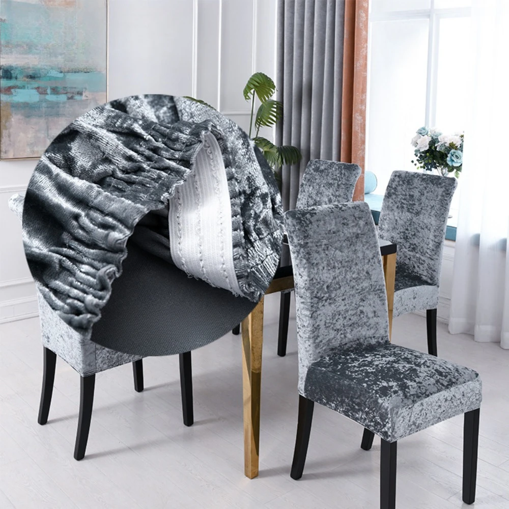 

Velvet Dining Chair Cover Elastic Universal Full Package Seat Chair Covers for Wedding Dining Hotel Restaurant Chair Seat Cover