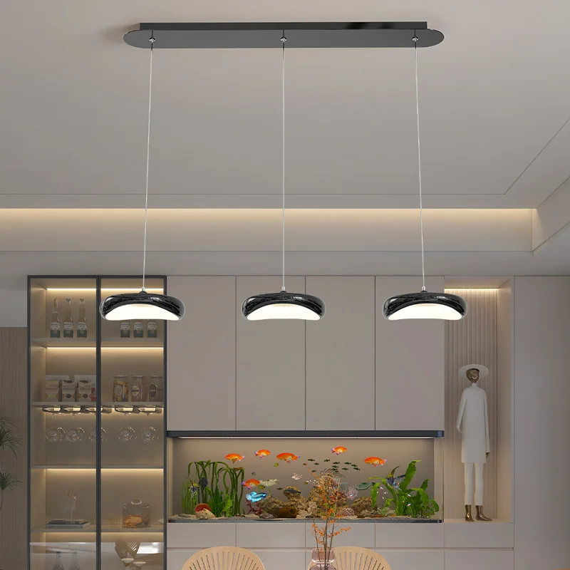 

Restaurant chandelier simple advanced sense eye protection bar three heads Nordic minimalist cream style dining room table light