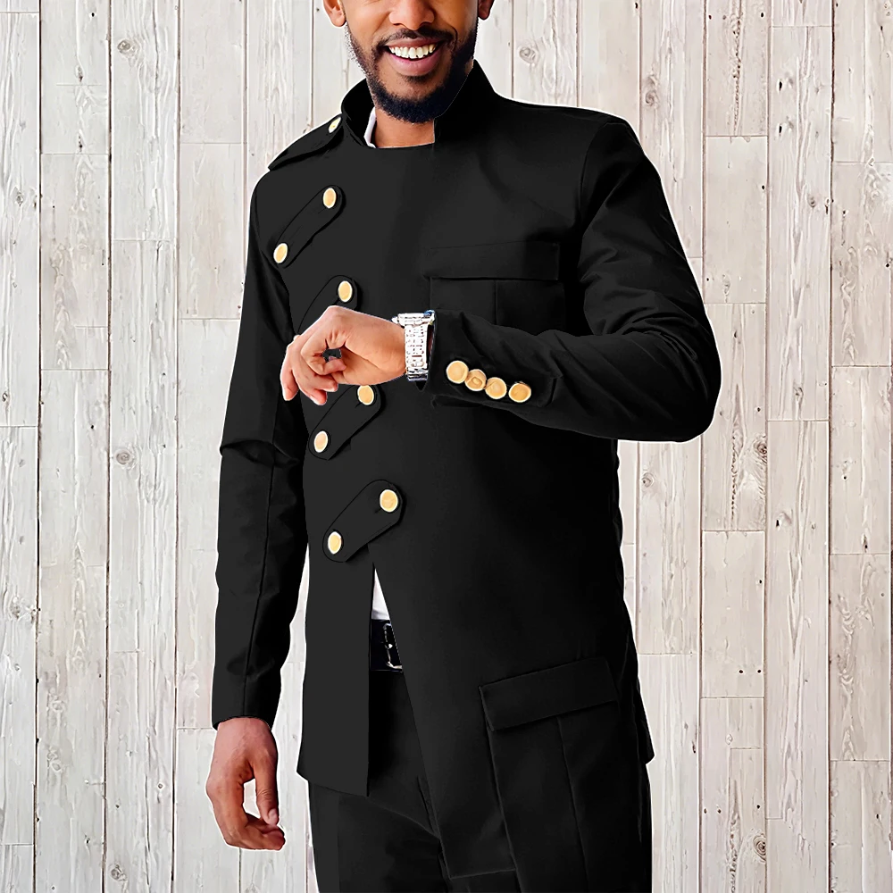 Royal Blue Unique Breasted Men Suit Two Pieces(Jacket+Pants) Outfits Casual Party Prom Wedding Set