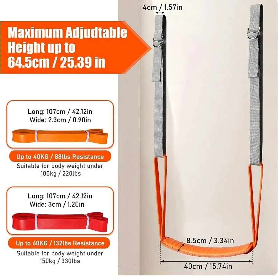 Ensemble de bandes d'assistance de traction, sangle de résistance pour aide à la traction pour hommes et femmes, entraînement suspendu, étirement du corps