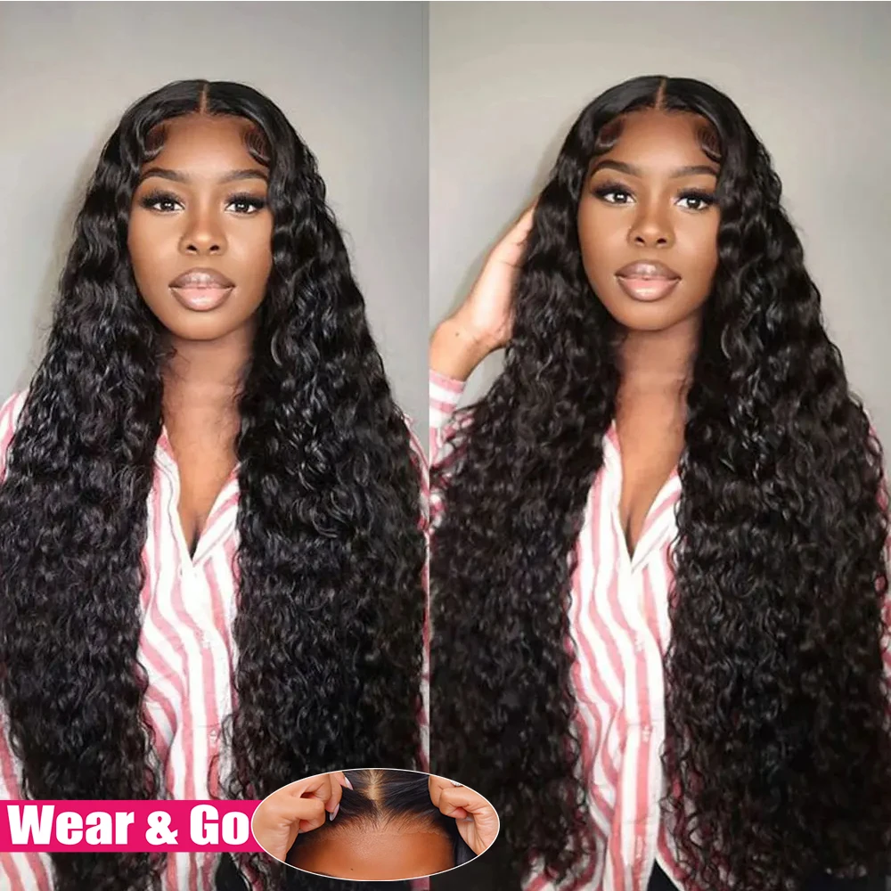 Perruque Lace Closure Wig Deep Curly 360 naturelle, cheveux humains, pre-à-porter, Deep Wave, HD, 13x6, 6x6, sans colle