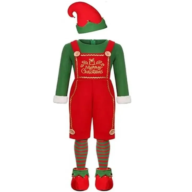 

Adult Christmas Elf Cosplay Costumes for Boys Girls Santa Claus Green Clothes Family Matching New Years Xmas Dress Outfits DFV34