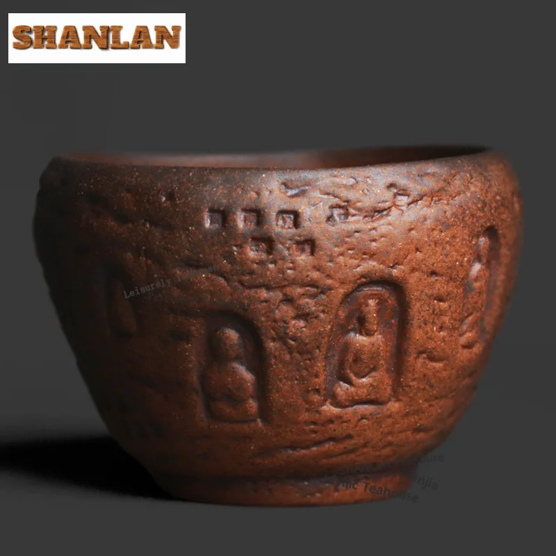 

130ml Old Rock Clay Dunhuang Hermit Teacup Traditional Tea Bowl Jug Tea-tasting Fragrance Cup Chazhan Master Cups Drinkware Gift