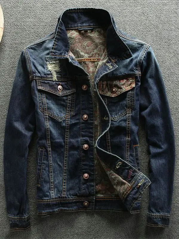 

Мужская джинсовая куртка из высококачественного орехового волокна, приталенная, повседневная, износостойкая, для осеннего сезона