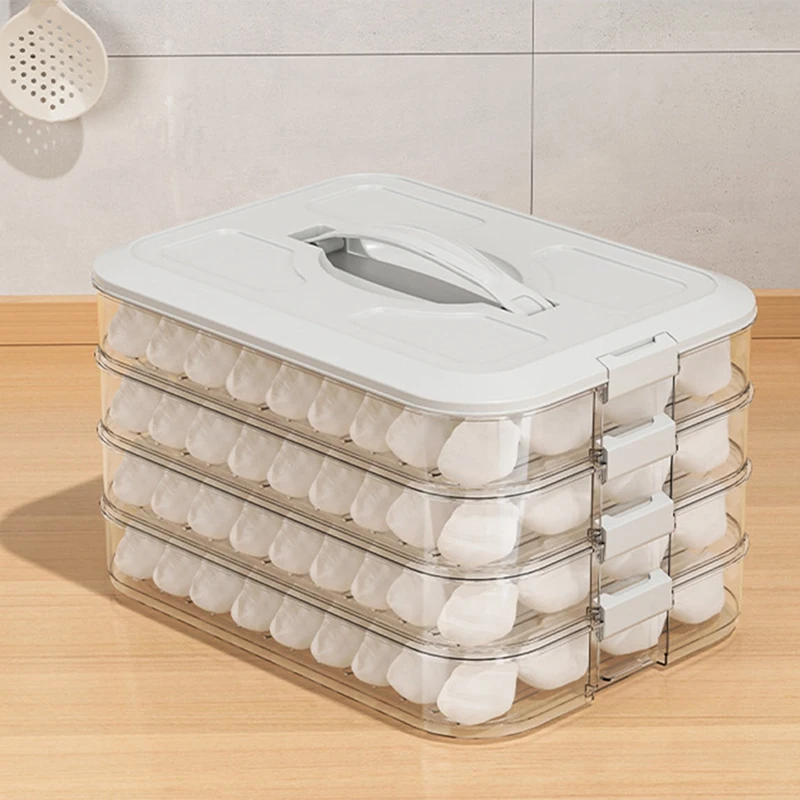 Boîte à boulettes avec couvercle, congélateur à 4 couches, stockage des aliments sans danger, plusieurs conteneurs de stockage de strass, beau travail