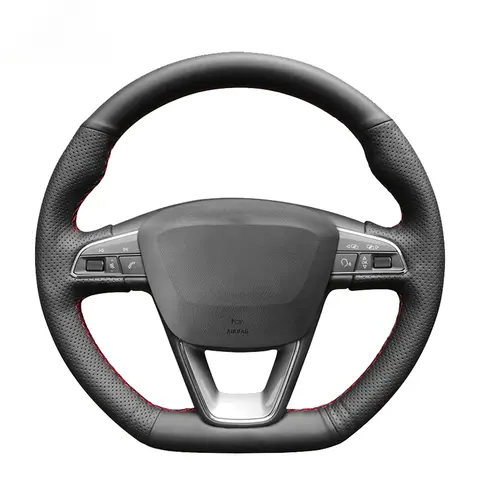 SEAT Leon 5F Ibiza 6F FR için Siyah Suni Deri Araç Direksiyon Kapağı | CUPRA Alhambra Arona Toledo Ateca FR Line 2013-2022