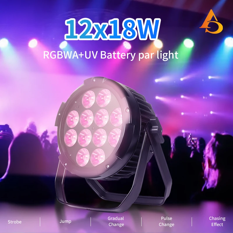 Waterproof Battery LED PAR Light Wireless Remote APP Control 12x18w RGBWAUV 6in1 DMX Stage Disco Event Wedding Party image 2