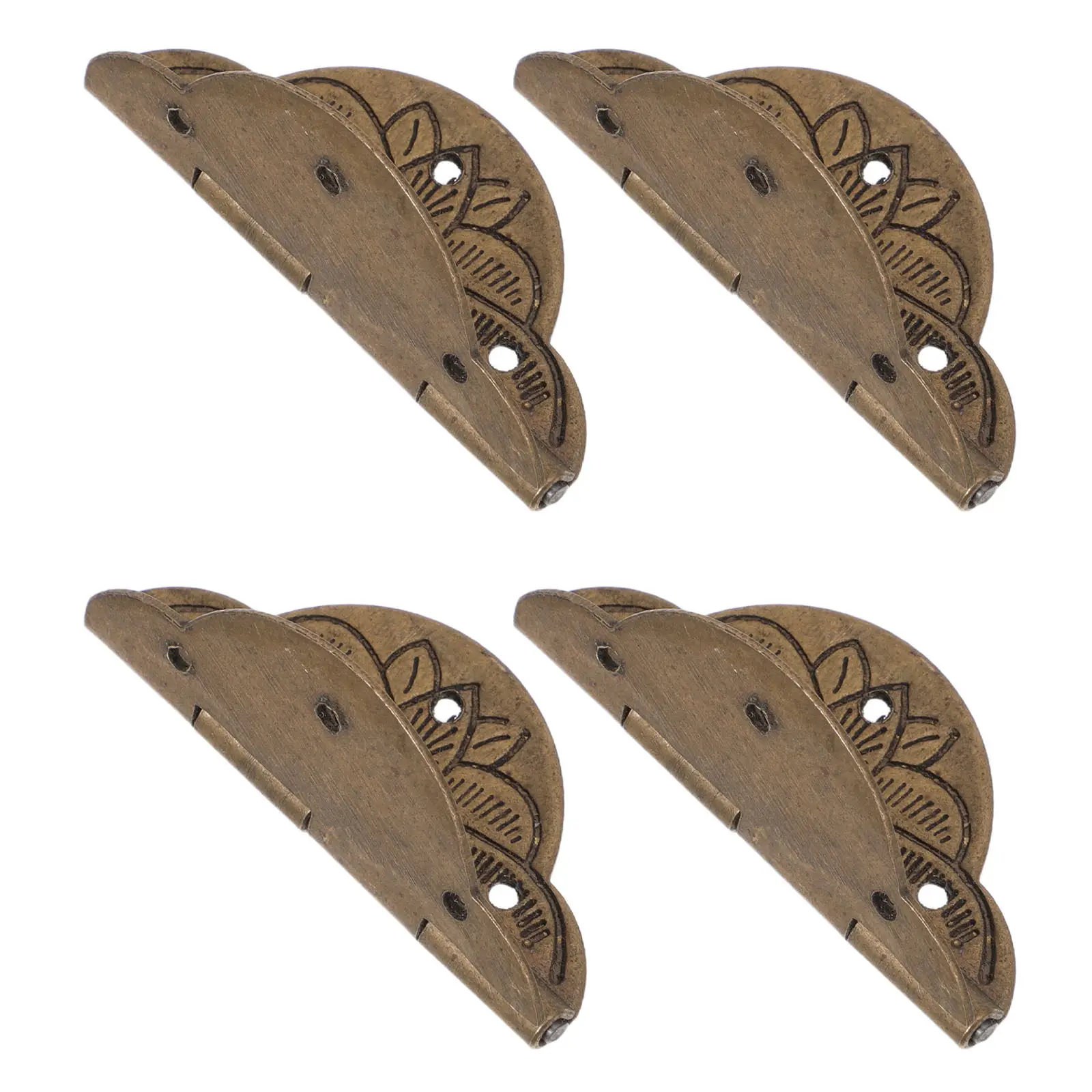 4Pcs Brass Jewelry Box Hinges 6 Holes Vintage Cabinet Hardware Decorative Retro Wooden Box Chest Toolbox Replacement