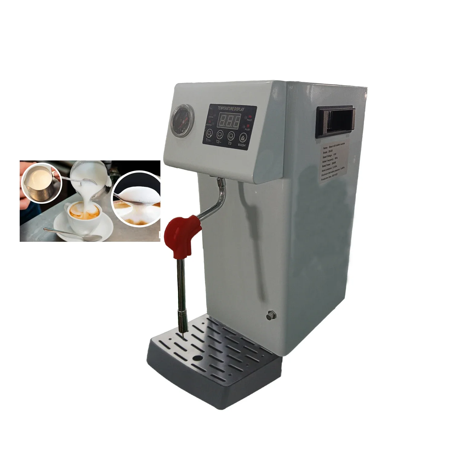 Máquina Comercial para Calentar Leche y Agua al Vapor, Espumador y Vaporizador Automático de Leche para Café, Cappuccino, Latte, Chocolate, Plateado