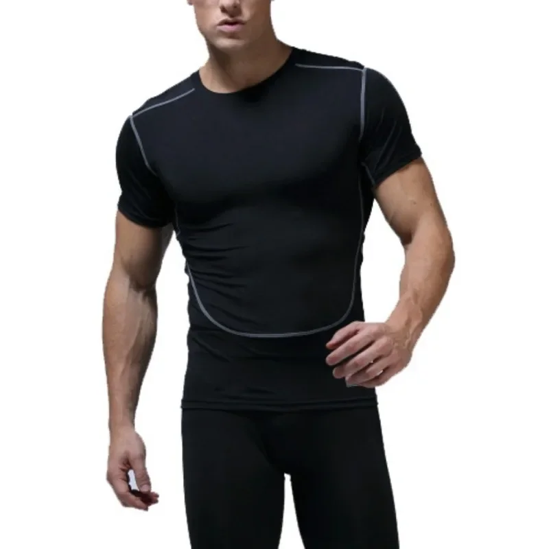 

Quick-drying sports fitness wear men short sleeve summer basketball training running sports tights T-shirt top