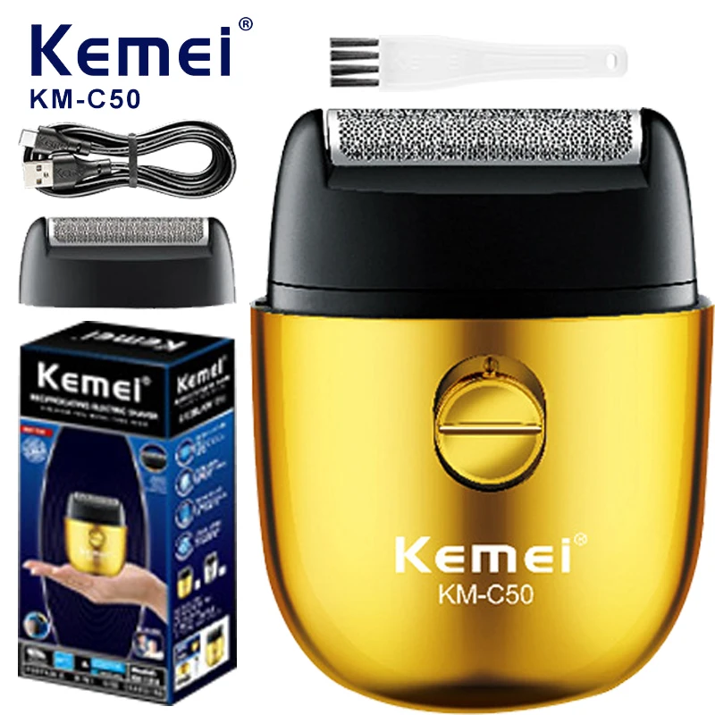 Kemei Retro Electric Razor for Men Cordless Rechargeable with USB Mens Gold Foil Shavers Travel Electric Shavers for Men Gold