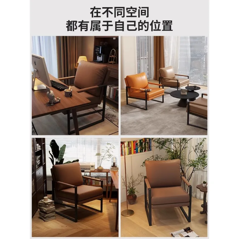 Italian light luxury single sofa chair living room negotiation reception office chair balcony leisure lazy sofa chair backrest image 4