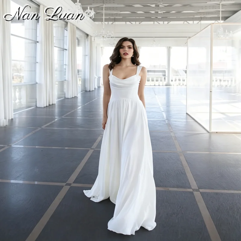 2026 Styles Simple Cowl Neck Chiffon A Line Wedding Dress Satin Top Vestidos de Novia Customized