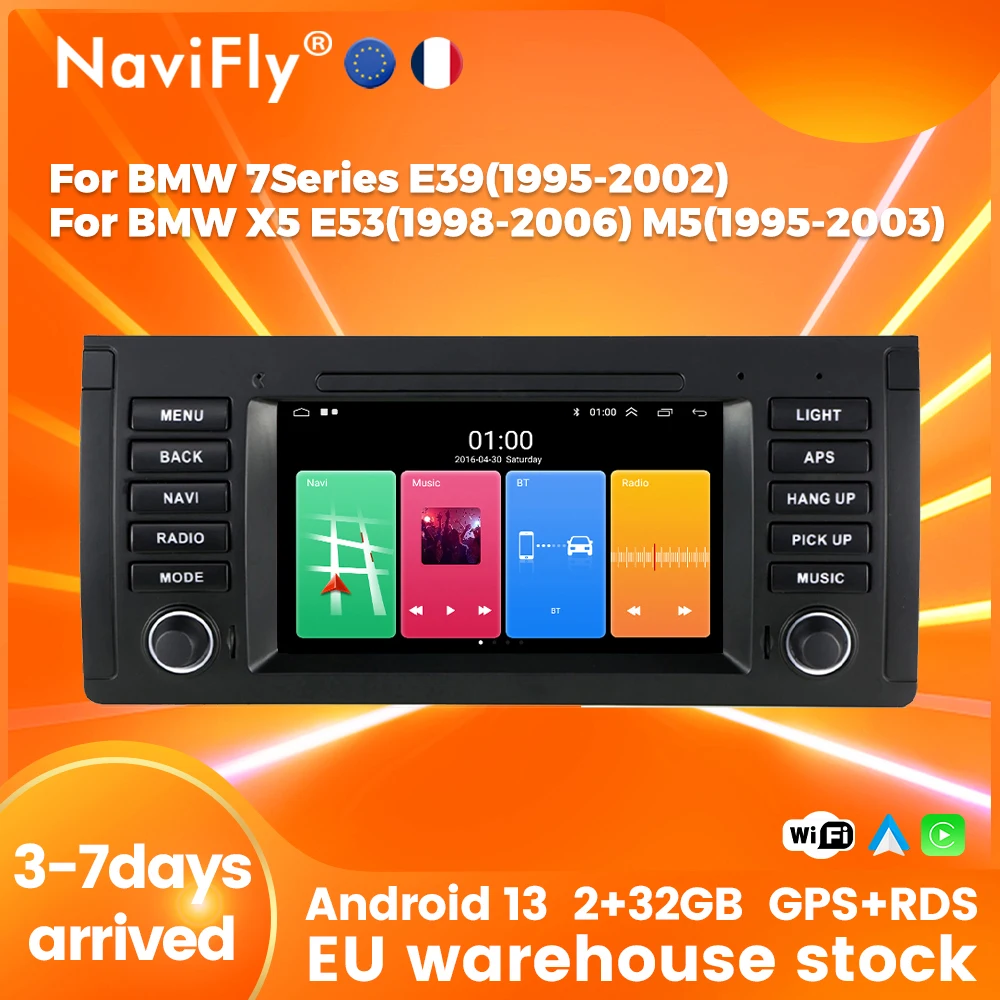 2Din 7inch Touchscreen Android 13 Auto Radio For BMW E53 M5 1995 - 2006 Wireless CarPlay Auto Multimedia Player Car Navigation