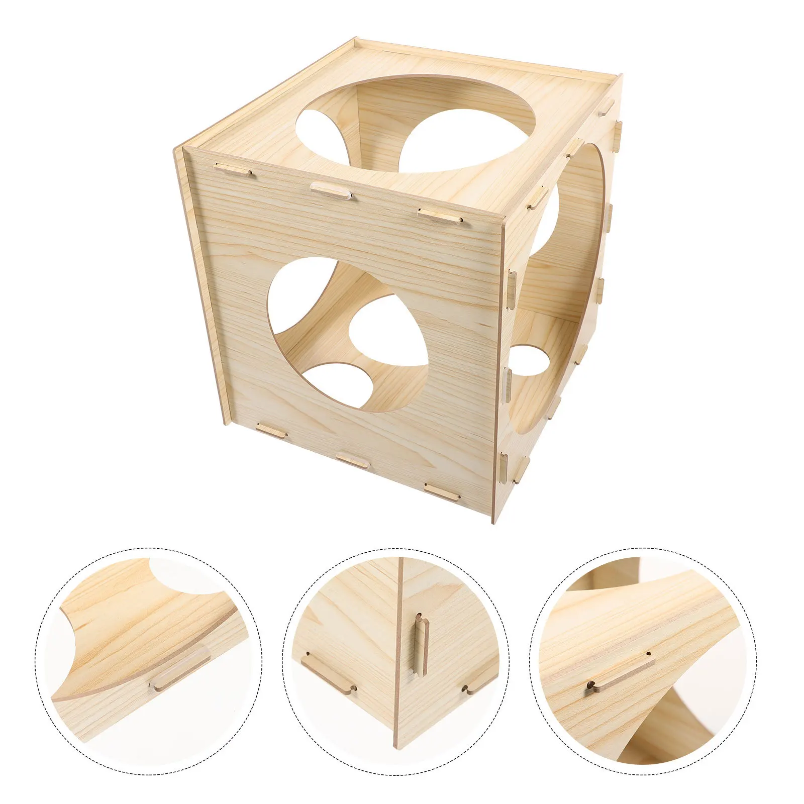 Wood Balloon Sizer Cube 9 Holes Easy Assemble Measurement Device for Festive Decoration Balloon Sizes Measuring Boxes