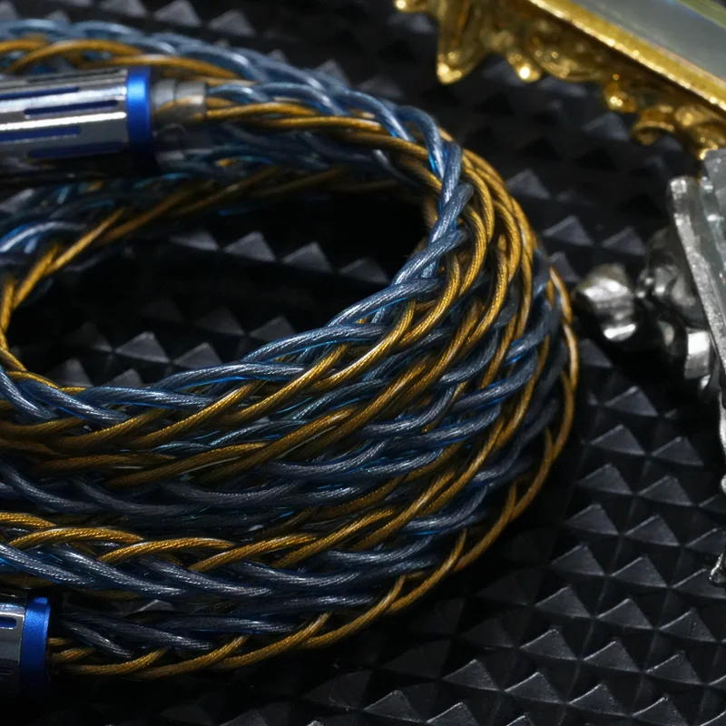 XINHS X26 Cable de actualización de auriculares chapado en plata de cobre y cristal único azul amarillo de 8 núcleos 0,78 2 pines/HD650/IE900/MMCX