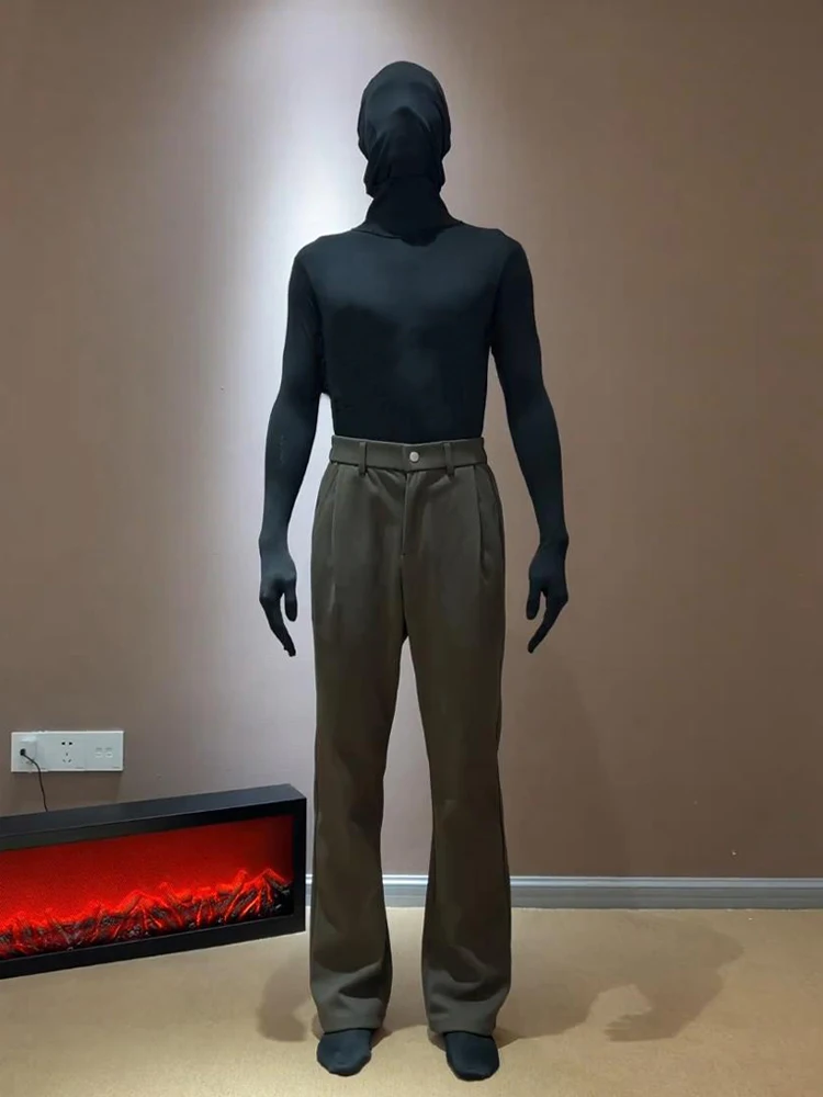 

Khaki Men's Casual Pants Spring Autumn Straight Leg Trousers CleanFit High Waist Long Pants Faion Urban Sle No Ironing Ne...