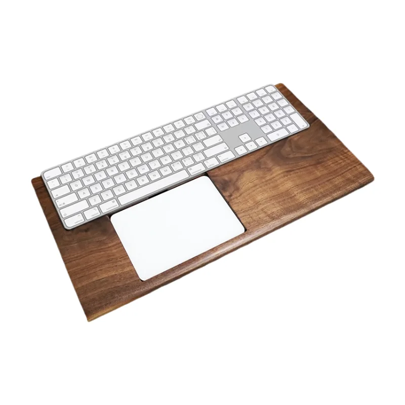 Walnoothout trackpad en toetsenbordstandaard 2-in-1 trackpadbasis Polssteun Kussenondersteuning Veelzijdige organizer voor Apple-accessoires - afbeelding 2