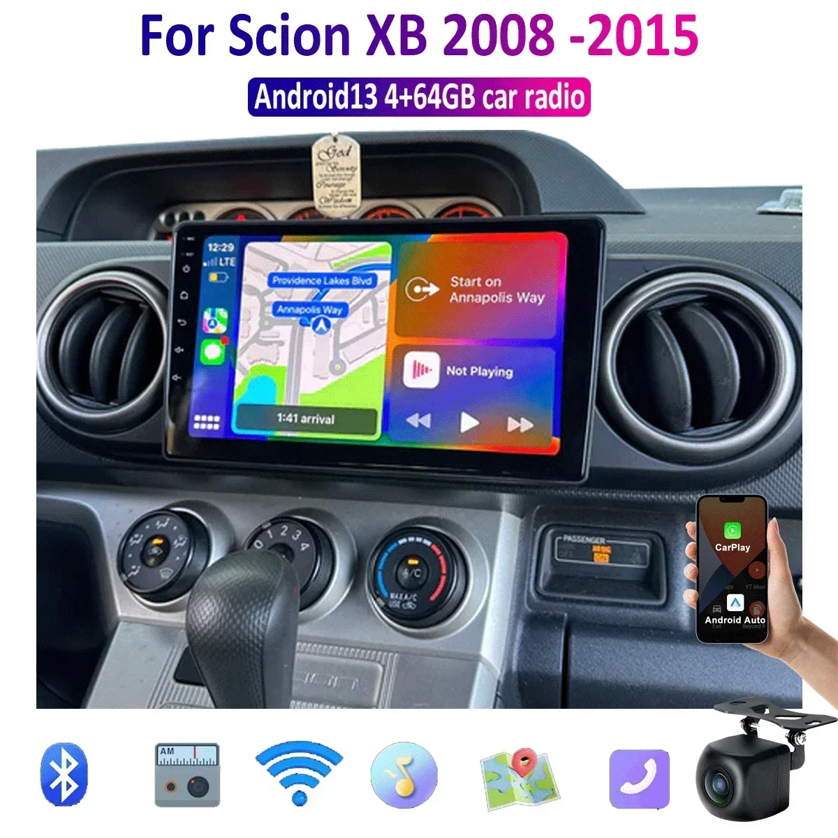 

9Inch Wireless Car-play Android-auto Compatible for Scion XB 2008-2015 Head Unit Radio