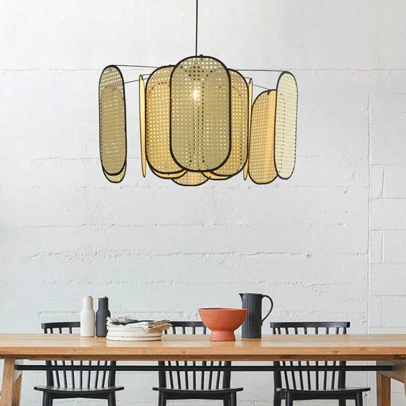 

Ваби-саби Ветер Ресторан Дзен Проживание Люстра Постмодернистский Дизайнер Креативная Гостиная Спальня Лампа из Ротанга Ручной Работы