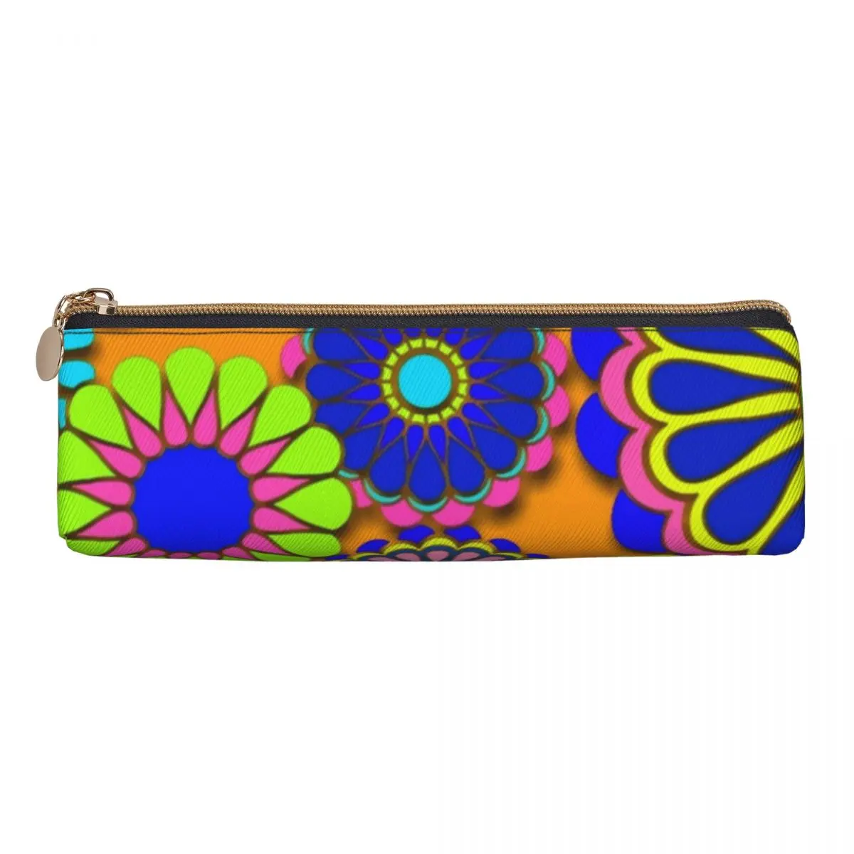 Cute Pencil Case Flower Power Retro Pencil Box Hippy Flowers School Pencil Cases Girls Boys Triangle Design Stationery Organizer