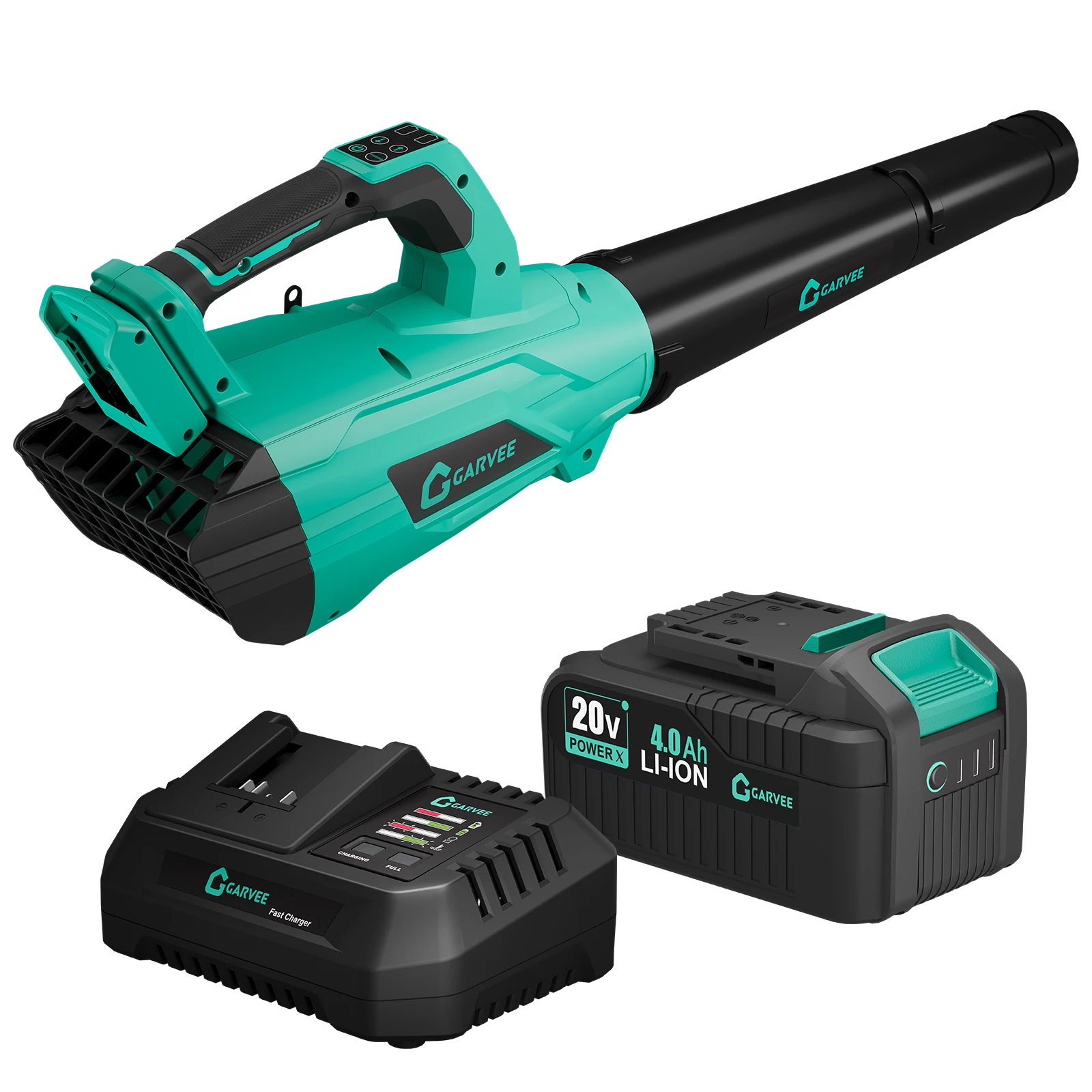20V Wireless Leaf Blower with Brushless Motor, 700 CFM / 250 MPH – Lightweight Electric Blower for Lawn, Patio, Yard, Garage – 4.0Ah Battery & Fast Charger – 2 Speed Modes – Blue/Yellow/Green