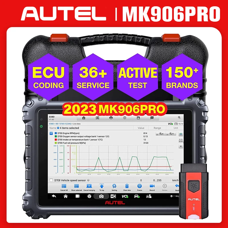 Диагностический сканер Autel MaxiCOM MK906Pro, инструмент для кодирования ECU, двунаправленное управление, обновление AUTEL MS906BT MS906 Pro