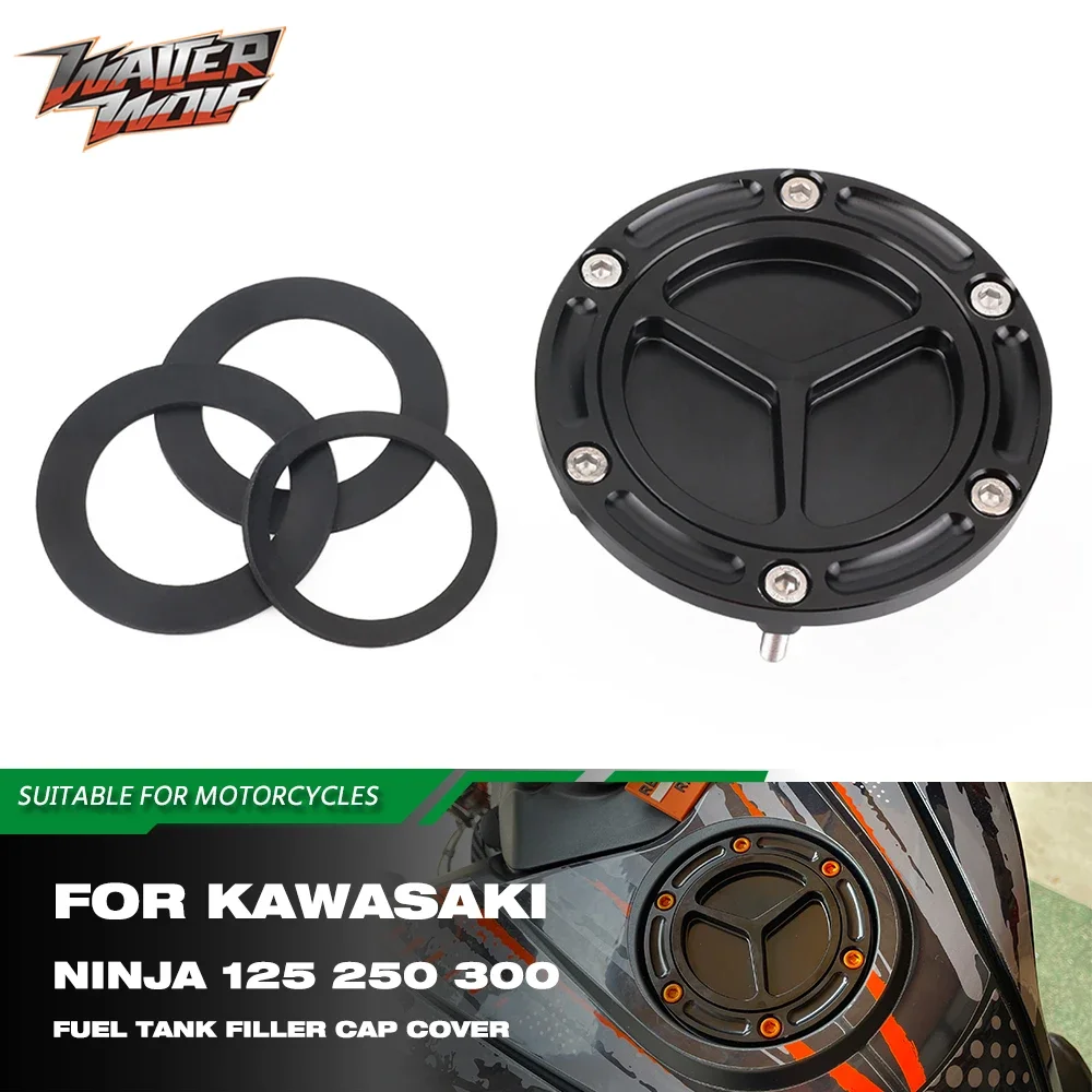 Z250 Z300 Gas Oil Tank Filler Cover Keyless Fuel Cap For Kawasaki Ninja 125 250 300 250SL 250R EX250 EX300 BX125 BX250 2008-2020