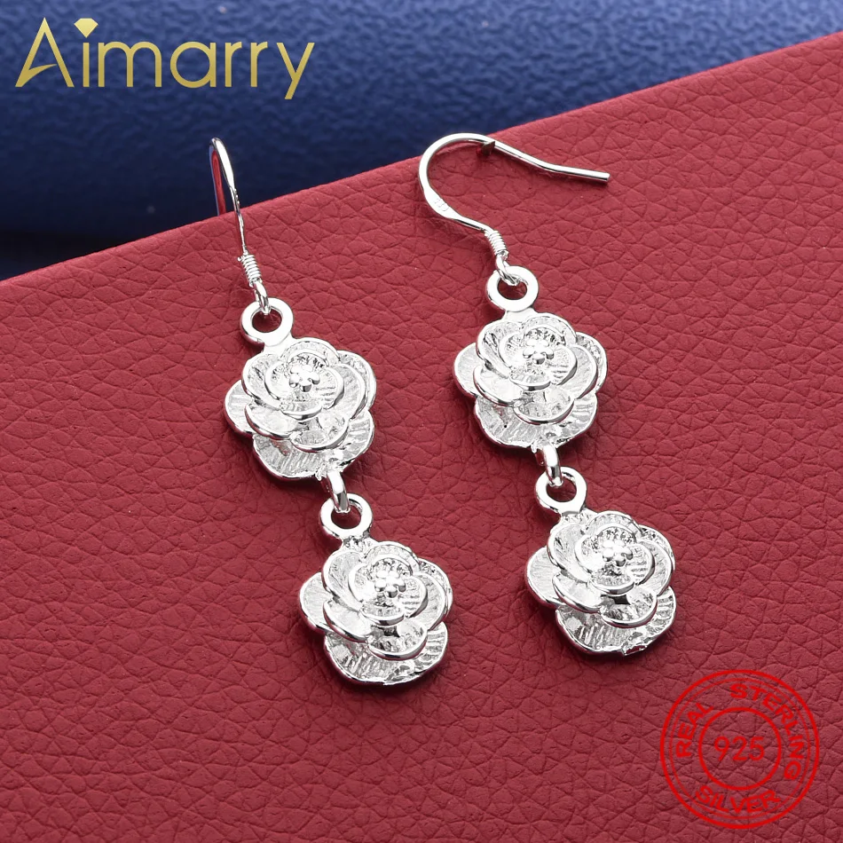 

Серьги-розы из стерлингового серебра 925 пробы, серьги-капли для женщин, подарки для творчества, уличные универсальные вечерние и повседневная одежда