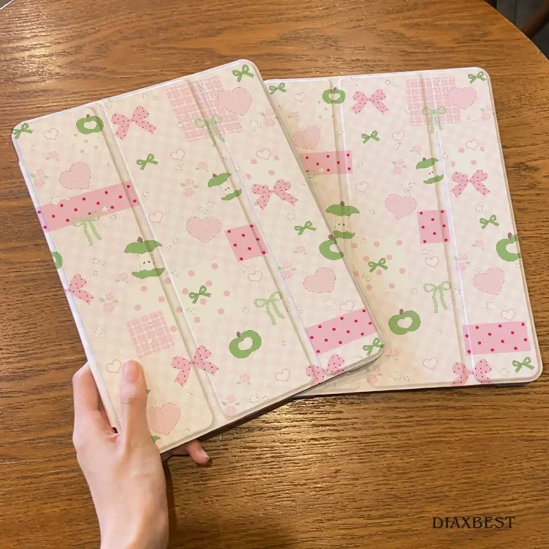 

Чехол-подставка Journal Pink Strawberry для iPad Pro 11, 12.9, 13, 8.3, M4, M5, 9.7, 10.2, 5/6-го, 7/8/9-го, 10-го, 11-го поколений, Mini 6, 7, Air 5, 6