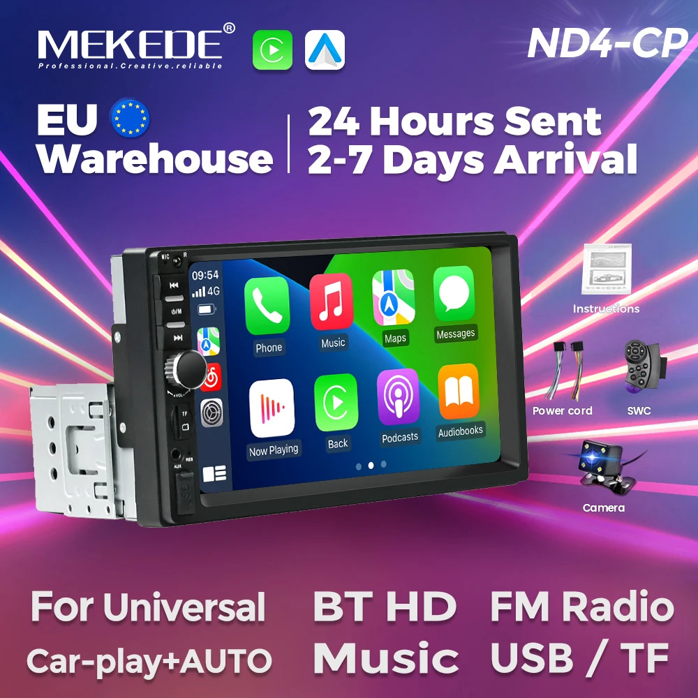 MEKEDE 1 DIN MP5-Player 7 Zoll HD-Touchscreen Autoradio 1DIN Auto-Audio USB BT TF-Karte für Universal-Autoradio Multimedia-Player