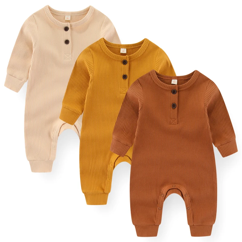 

Fetchmous Long Sleeve Solid Color 1/2/3Pieces Unisex Newborn Baby Girl Clothes Solid Color 0-24M Rompers Baby Boy Clothes Sets