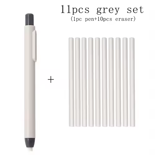 11Pcs/Set New Creative Pen Shape Press Type Pencil Eraser with Replaceable Core Sketching Painting Writing Erase Supplies - Image 10
