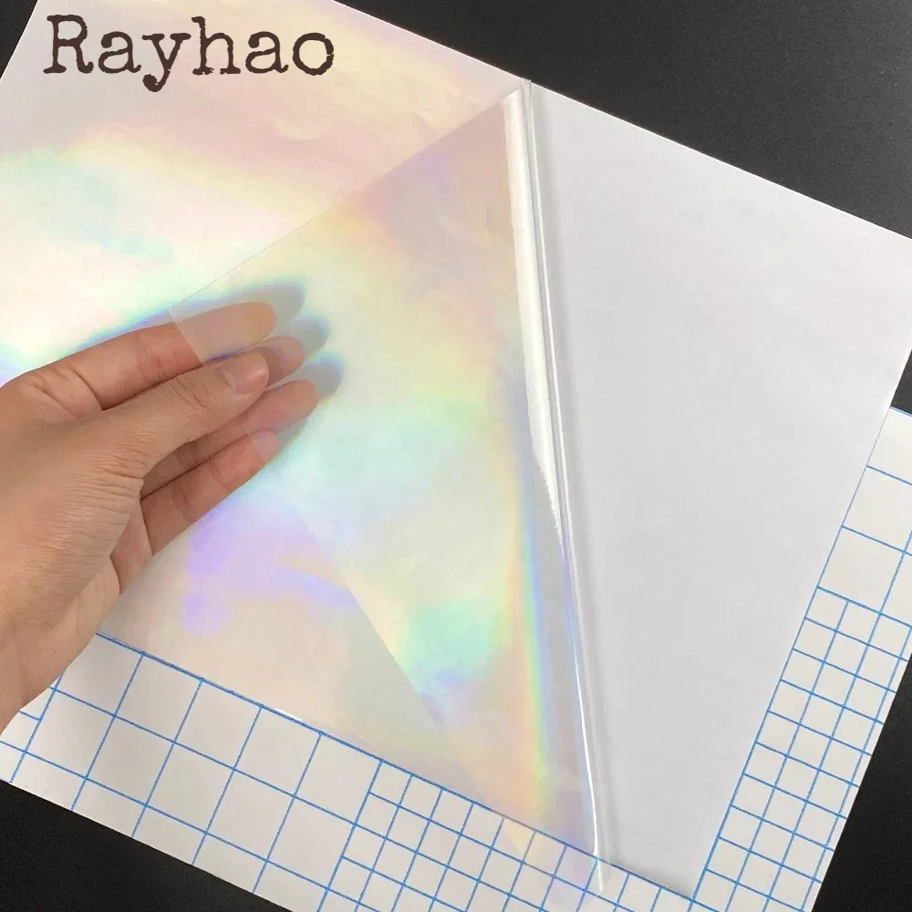 Photo Laminating Film Transparent Adhesive Tapes Holographic Hot Stamping on Paper 10 Sheets Cold Laminating Films A4 Stickers