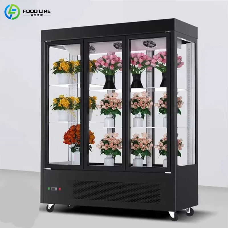 Customized Vertical Flower Display Cabinet Floral Refrigerator Wholesale MOQ 2 Sliding Glass Door Low Noise Fresh Flower Cooler