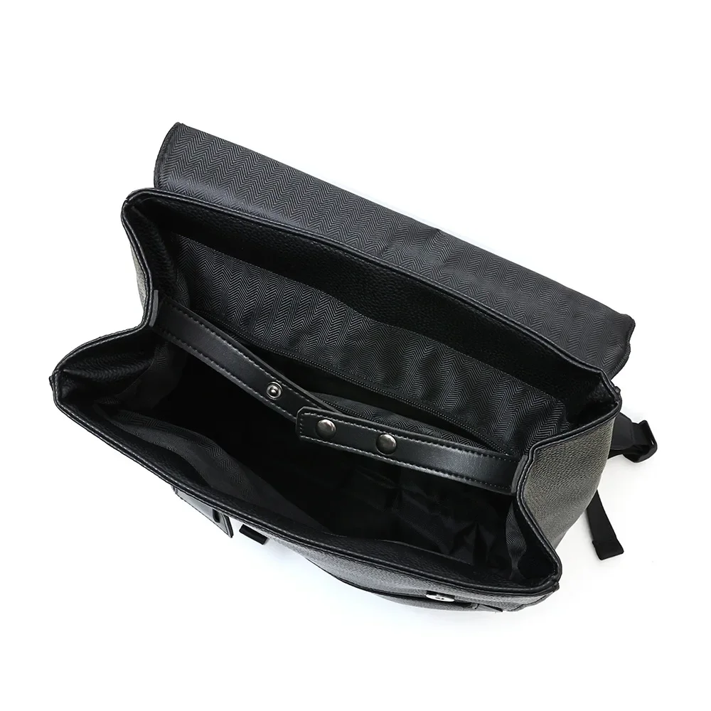 Luxuriöser Mode-Rucksack für Herren, Große Kapazität Reisetaschen, Herren-Rucksäcke aus Weichem PU-Leder, Laptop-Taschen mit Klappe, Schultaschen für Männer, Büchertaschen – Detail 8