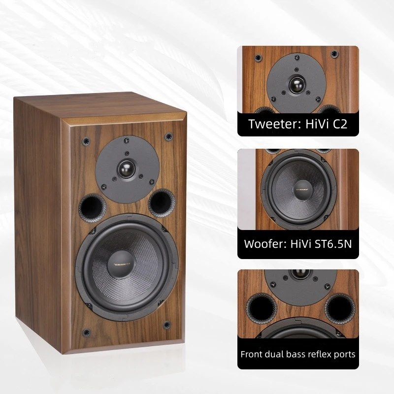 AJ-0601 6.5-Inch Passive Hi-Fi Bookshelf Speakers, High-Fidelity Audiophile Surround Sound for Home Theater & Living Room